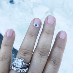 Noble Nail Salon - Evil eye gel mani by Yoo. Color A8