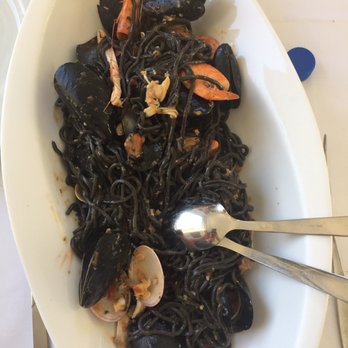 Trattoria dal Billy - Cuttlefish ink pasta with seafood - Italian Near Me - Manarola, SP Trattoria dal Billy - Cuttlefish ink pasta with seafood - Italian Near Me - Manarola, SP