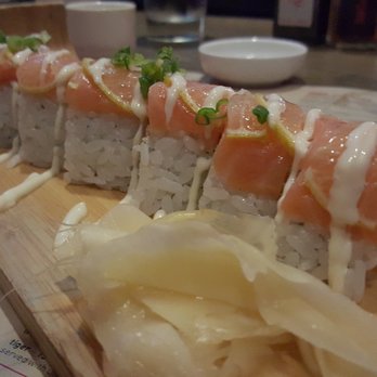CO Sushi - LEMON ROLL salmon, lemon, surimi salad, avocado, lemon aioli - Sushi Bars Near Me - Myrtle Beach, South Carolina