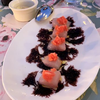 Passionfish - stripped sea bass crudo with sorbet citrus! Incredible! - Seafood Near Me - Pacific Grove, California Passionfish - stripped sea bass crudo with sorbet citrus! Incredible! - Seafood Near Me - Pacific Grove, California