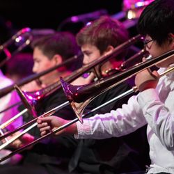 Stanford Jazz Workshop - Giant Steps Big Band trombones learn to improvise and solo.