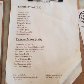 Beans & Malt - Menu - Coffee & Tea Near Me - Flushing, New York