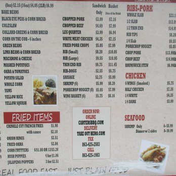 Carter's Barbeque - current menu 2017 - Barbeque Near Me - Mulberry, Florida Carter's Barbeque - current menu 2017 - Barbeque Near Me - Mulberry, Florida