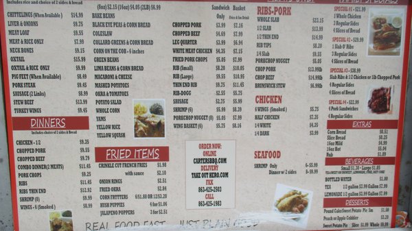 Menu photo 2 Carter's Barbeque Mulberry, FL Menu photo 2 Carter's Barbeque Mulberry, FL