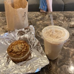 Pumpkin muffin, iced latte Pumpkin muffin, iced latte