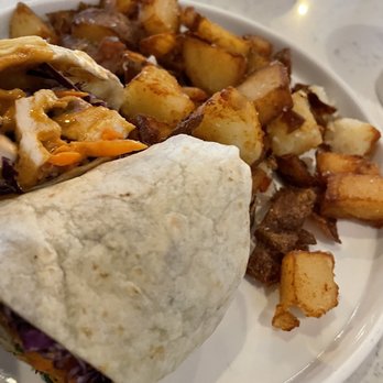MID KITCHEN - Chicken Satay Wrap with Side of Home fries - Breakfast & Brunch Near Me - Evanston, Illinois
