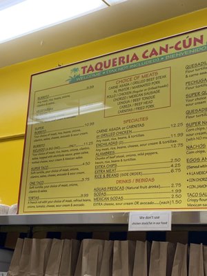 Menu photo 3 Taqueria Cancun San Francisco, CA