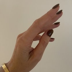 Nail Garden - Burbank - Russian manicure with chocolate brown gel polish and rubber base coat by Kamila