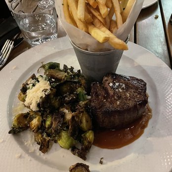 TOWN - Baseball Cut steak with French fries and Brussels sprouts - Steakhouses Near Me - San Carlos, California TOWN - Baseball Cut steak with French fries and Brussels sprouts - Steakhouses Near Me - San Carlos, California