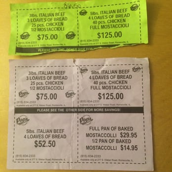 Pop's Italian Beef - Proof - no exp. Dates and price - Italian Near Me - Lockport, Illinois