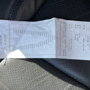 Autobell Car Wash - Receipt  showing $36.45 for full service and paid extra $15 for master auto vac - Car Wash Near Me - Indian Trail, North Carolina