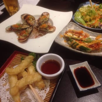 Sushi Station - Baked mussels, heart attack platter and calamari tempura - Japanese Near Me - Riverside, California