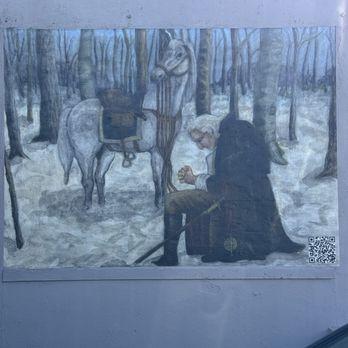 Mural Painting - A Continental Army soldier praying. - Public Art Near Me - Chicago, Illinois