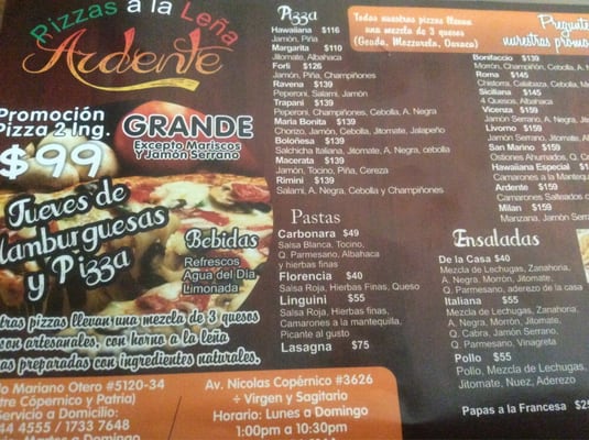 Menu photo 2 Ardente Pizzas a la leña Zapopan, JAL
