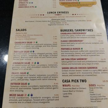 Casablanca Brookfield - Snapshot 2 of lunch menu - Middle Eastern Near Me - Brookfield, Wisconsin Casablanca Brookfield - Snapshot 2 of lunch menu - Middle Eastern Near Me - Brookfield, Wisconsin
