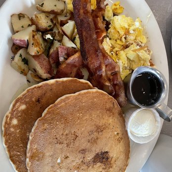 Millie's Cafe - Pasadena - The Usual with pancakes, applewood bacon, rosemary potatoes and scrambled eggs - Breakfast & Brunch Near Me - Pasadena, California Millie's Cafe - Pasadena - The Usual with pancakes, applewood bacon, rosemary potatoes and scrambled eggs - Breakfast & Brunch Near Me - Pasadena, California