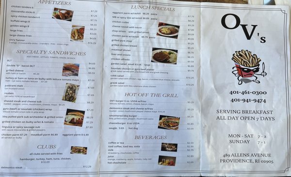 Menu photo 2 OV's Providence, RI Menu photo 2 OV's Providence, RI