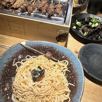 Chili Chi-Lee BBQ - Cold noodles, fungi salad, lamb, beef, and pork belly skewers - Barbeque Near Me - Mississauga, Ontario