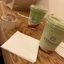Strawberry cloud matcha and Ferraro gelato Strawberry cloud matcha and Ferraro gelato