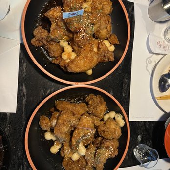 One Shot Pocha - Korean fried chicken soy garlic and Korean sweet and spicy - Korean Near Me - Houston, Texas
