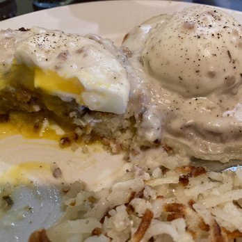 Butterfields Family Restaurant - Country Benedict with sausage, sausage gravy, perfectly poached eggs and good hashbrowns. Oh! And on a good biscuit! - Breakfast & Brunch Near Me - Parrish, Florida Butterfields Family Restaurant - Country Benedict with sausage, sausage gravy, perfectly poached eggs and good hashbrowns. Oh! And on a good biscuit! - Breakfast & Brunch Near Me - Parrish, Florida