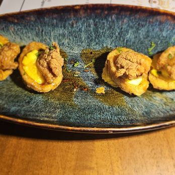 Huncho House - Deviled Eggs with chicken thighs and hot honey - New American Near Me - Hyattsville, Maryland