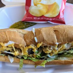 House of Philly - 8" Steak Supreme - steak, onion, peppers, mushrooms, cheese, lettuce, tomato, mayo. Very good.