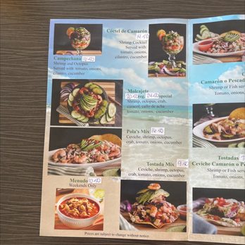 Pola's Mariscos - Menu 7/7/22 - Seafood Near Me - Montclair, California