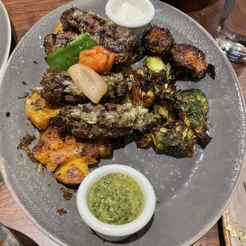 DishDash - Kufta Kebab perfectly seasoned minced beef and lamb with spiced potatoes and seasonal vegetables. - Middle Eastern Near Me - Sunnyvale, California