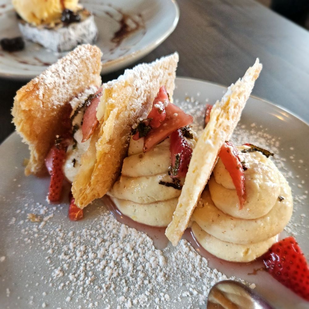 Avli - Strawberry mille feuille - Greek Near Me - Milwaukee, Wisconsin Avli - Strawberry mille feuille - Greek Near Me - Milwaukee, Wisconsin