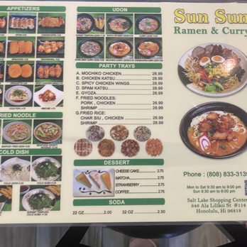 Sun Sun Ramen - Menu - Japanese Curry Near Me - Honolulu, Hawaii Sun Sun Ramen - Menu - Japanese Curry Near Me - Honolulu, Hawaii