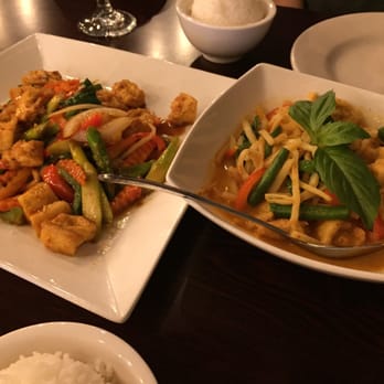Phattra Thai Restaurant - Pad cashew with tofu & red curry with tofu. Both amazing : ) - Thai Near Me - Metuchen, New Jersey