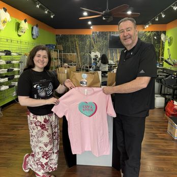 Big Frog Custom T-Shirts & More - Keiley GraphicDesign & Owner Jeff of Big Frog, showing off Going Batty's new shirt designs for their sewing convention. Julie A - Screen Printing/T-Shirt Printing Near Me - Reno, Nevada Big Frog Custom T-Shirts & More - Keiley GraphicDesign & Owner Jeff of Big Frog, showing off Going Batty's new shirt designs for their sewing convention. Julie A - Screen Printing/T-Shirt Printing Near Me - Reno, Nevada
