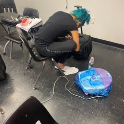 Brittany Beauty Academy Brooklyn - Practicing pedicure in the basement with no pedicure chairs