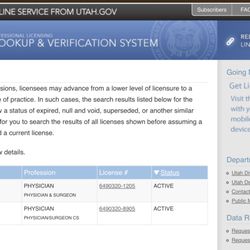 Insight Laser & Cataract Eye Specialists - This is WalliN's license numbers with Utah State DOPL, you will need these when you file official complaint on him with DOPL!