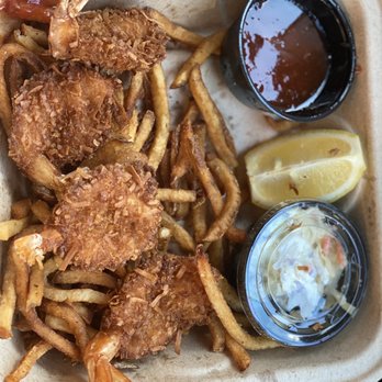 Point Lobster - Coconut shrimp ( 5 coconut shrimp in total and a lot more fries then shown in picture) - Seafood Markets Near Me - Point Pleasant Beach, New Jersey