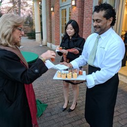 Company holiday party catering at Atlanta Botanical Garden. Hors d'oeuvres -- seasonal soup shooters. This particular server was terrific! Company holiday party catering at Atlanta Botanical Garden. Hors d'oeuvres -- seasonal soup shooters. This particular server was terrific!