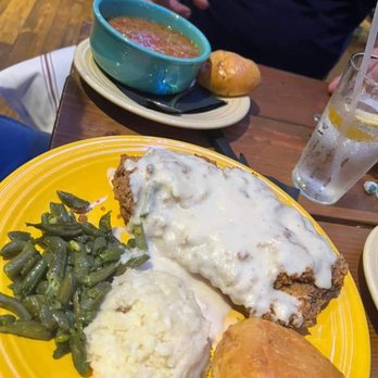 Range Cafe - Country Fried Steak with green chile heavy on the side! - Breakfast & Brunch Near Me - Albuquerque, New Mexico