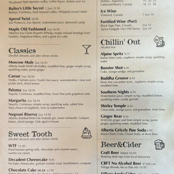Evil Dave's Grill - Drinks menu 9/2025 - Canadian (New) Near Me - Jasper, Alberta