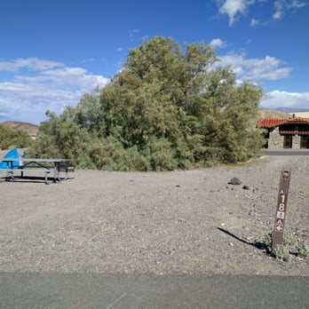 Texas Spring Campground - Campsite #18, "A" loop. The tree was nice but didn't provide any shade or wind protection. Bathrooms were nice and close! - Campgrounds Near Me - Death Valley, California