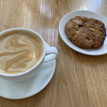 Wyatt's Coffee - Latte with almond milk, chocolate chip cookie - Coffee & Tea Near Me - Gainesville, Florida Wyatt's Coffee - Latte with almond milk, chocolate chip cookie - Coffee & Tea Near Me - Gainesville, Florida