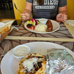 Ephesus Greek And Turkish Restaurant - Gyro Wrap istanbul, Lule Kebap plate with rice grilled veggies pita and tzatziki