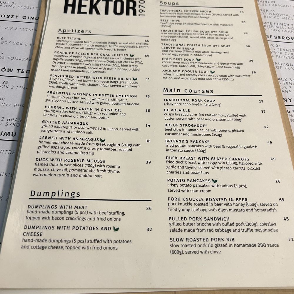 Hektor - Menu - Polish Near Me - Warsaw, MZ