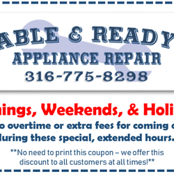 Able and Ready Appliance Repair - We offer extended hours with no extra fees!