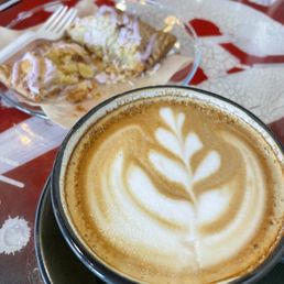 Hot, straight latte. Lemon lavender pop tart. Hot, straight latte. Lemon lavender pop tart.