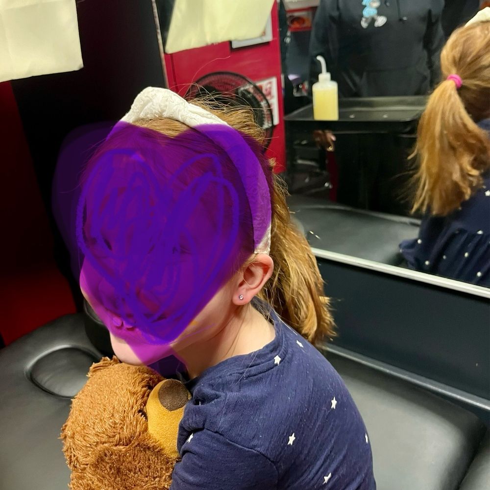 A little one clutching her bear for courage! But she didn't need it. Tanesha was awesome with her for her ear piercing! A little one clutching her bear for courage! But she didn't need it. Tanesha was awesome with her for her ear piercing!