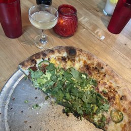 The seasonal pizza (Summer Corn) and the seasonal daiquiri The seasonal pizza (Summer Corn) and the seasonal daiquiri