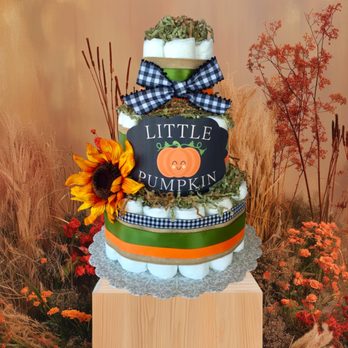 Ruby's Diaper Cakes - Little Pumpkin Diaper Cake - Custom Cakes Near Me Ruby's Diaper Cakes - Little Pumpkin Diaper Cake - Custom Cakes Near Me