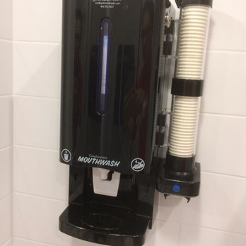 Barnaby’s Cafe - Mouth wash station in bathrooms. - American Near Me - Houston, Texas Barnaby’s Cafe - Mouth wash station in bathrooms. - American Near Me - Houston, Texas
