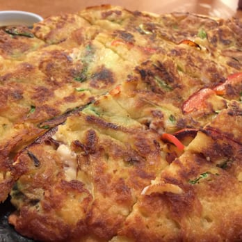 Han Il Kwan - Seafood pancake (Large, $15) - Korean Near Me - Doraville, Georgia Han Il Kwan - Seafood pancake (Large, $15) - Korean Near Me - Doraville, Georgia